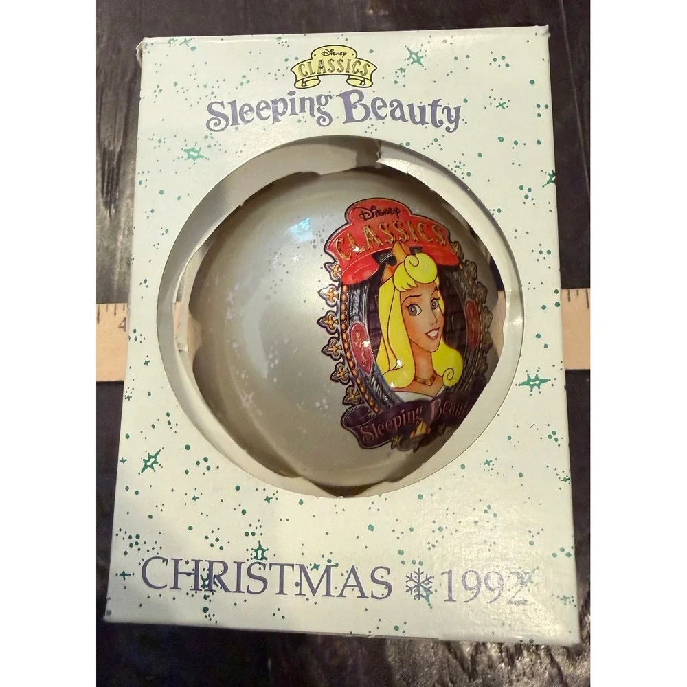 Disney & Schmid Glass Ball Christmas Ornament Sleeping Beauty Vintage 1992